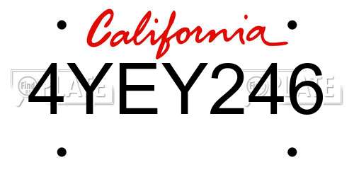 4YEY246 California License Plate