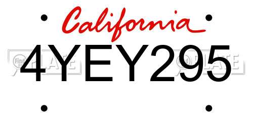 4YEY295 California License Plate