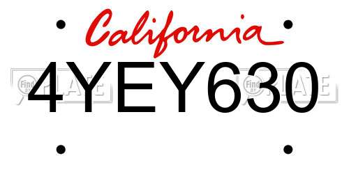 4YEY630 California License Plate