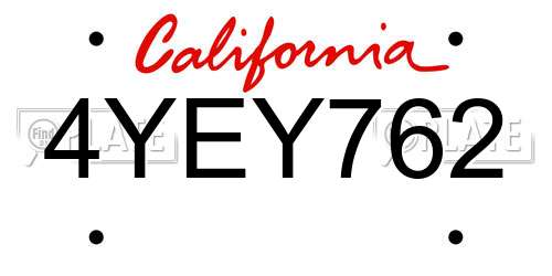 4YEY762 California License Plate