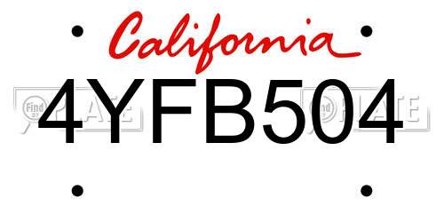 4YFB504 California License Plate