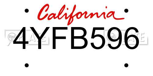 4YFB596 California License Plate