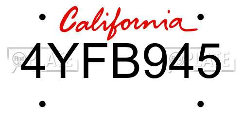 4YFB945 California License Plate