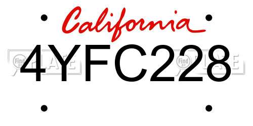 4YFC228 California License Plate