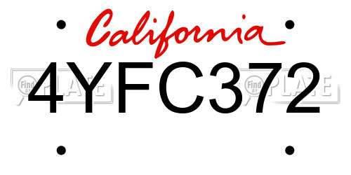 4YFC372 California License Plate