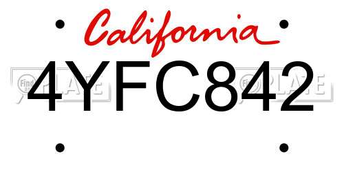 4YFC842 California License Plate