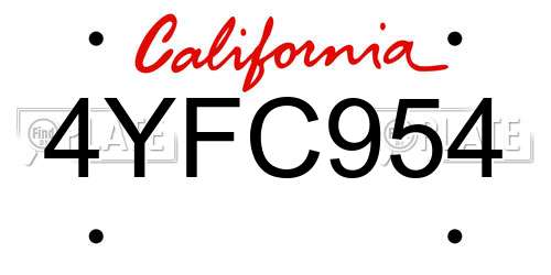4YFC954 California License Plate