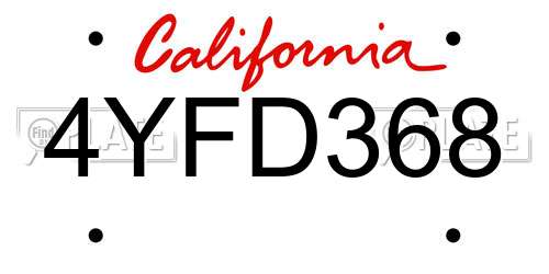 4YFD368 California License Plate