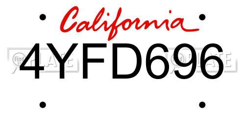 4YFD696 California License Plate