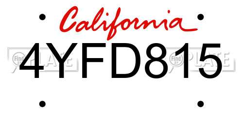4YFD815 California License Plate