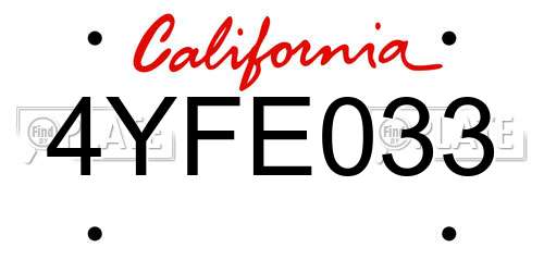 4YFE033 California License Plate