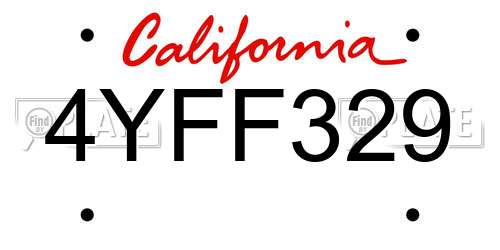 4YFF329 California License Plate