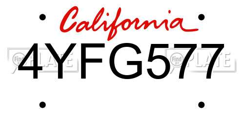 4YFG577 California License Plate