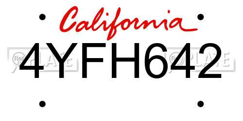 4YFH642 California License Plate
