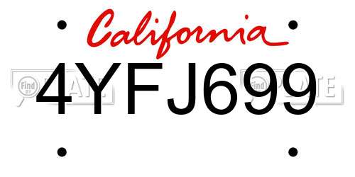 4YFJ699 California License Plate