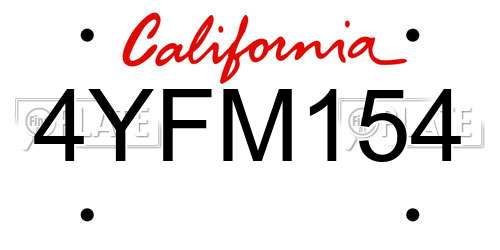 4YFM154 California License Plate