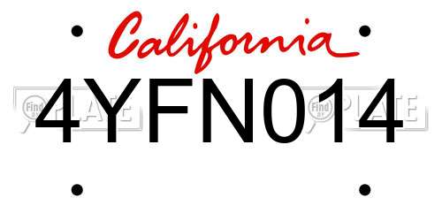4YFN014 California License Plate