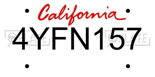 4YFN157 California License Plate