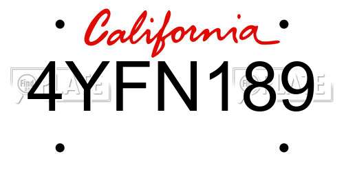 4YFN189 California License Plate