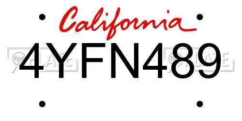 4YFN489 California License Plate