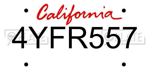 4YFR557 California License Plate