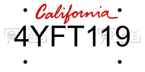 4YFT119 California License Plate