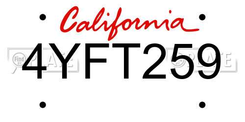 4YFT259 California License Plate