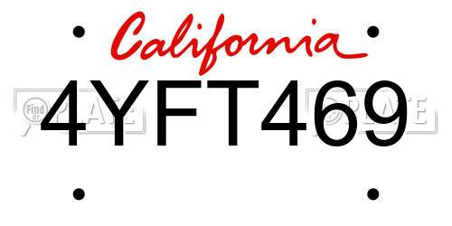 4YFT469 California License Plate