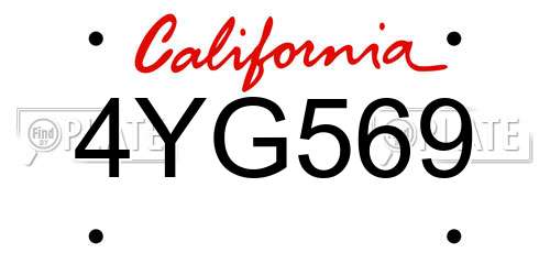 4YG569 California License Plate