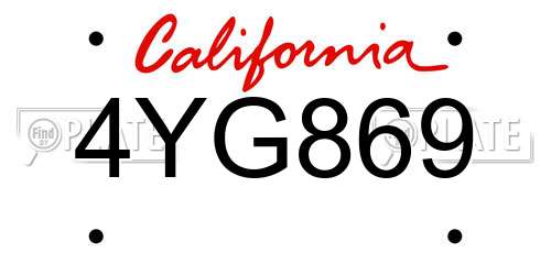 4YG869 California License Plate