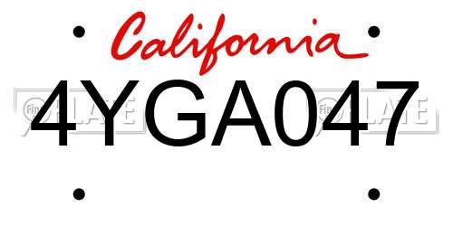 4YGA047 California License Plate