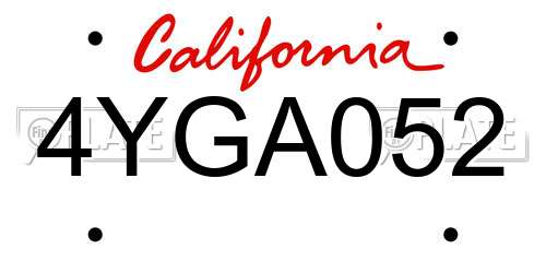 4YGA052 California License Plate