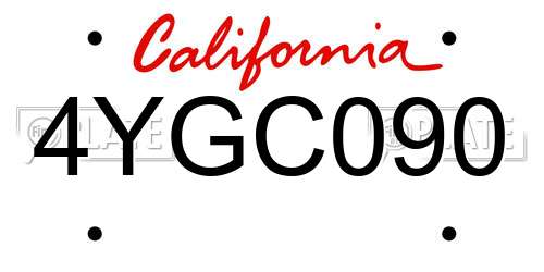 4YGC090 California License Plate