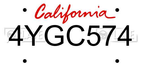 4YGC574 California License Plate
