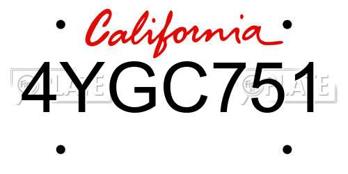 4YGC751 California License Plate