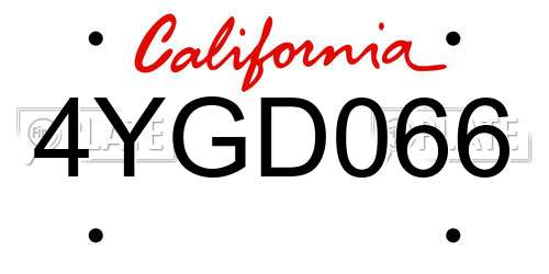 4YGD066 California License Plate