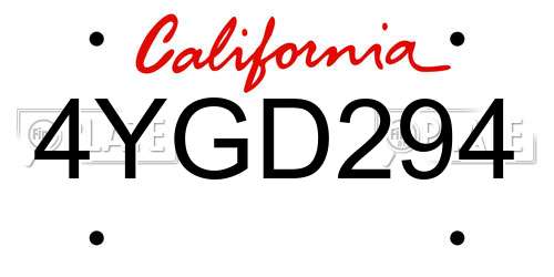 4YGD294 California License Plate