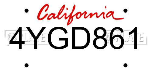 4YGD861 California License Plate