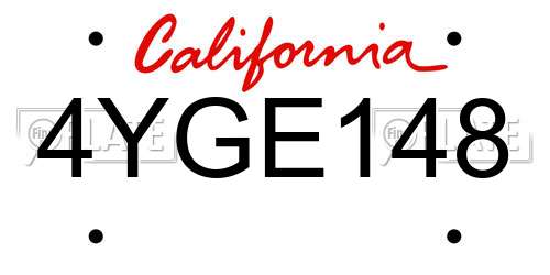 4YGE148 California License Plate