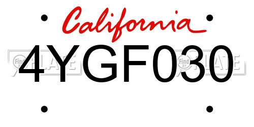 4YGF030 California License Plate
