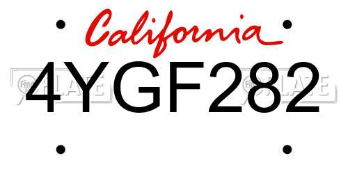 4YGF282 California License Plate