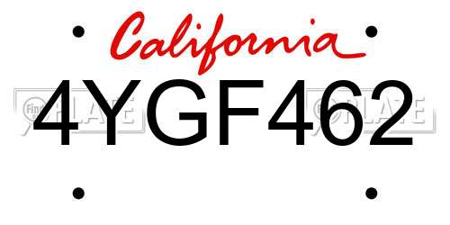 4YGF462 California License Plate