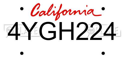 4YGH224 California License Plate
