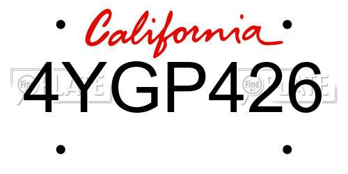 4YGP426 California License Plate