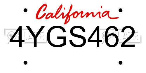 4YGS462 California License Plate