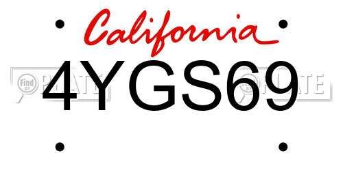 4YGS69 California License Plate