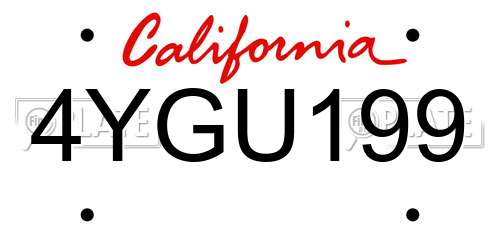 4YGU199 California License Plate