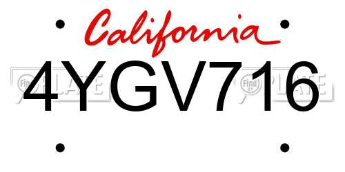4YGV716 California License Plate