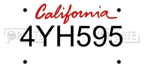 4YH595 California License Plate