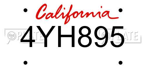 4YH895 California License Plate